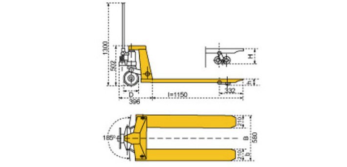 重載型手動液壓搬運車尺寸參數圖片 重載型手動液壓搬運車尺寸參數圖片