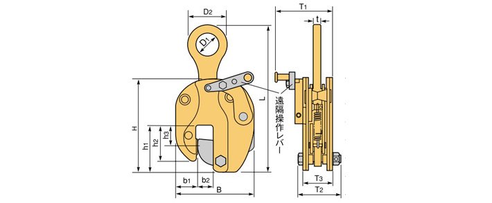 世霸SVC-L型豎吊鋼板鉗結構尺寸圖片 世霸SVC-L型豎吊鋼板鉗結構尺寸圖片
